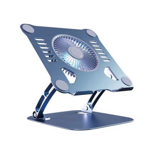 Aluminum Laptop Stand with Built-in Cooling Fan – Adjustable Ergonomic Riser