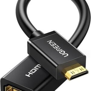 UGREEN 22cm Mini HDMI Male to HDMI Female Adapter Cable – High-Speed Video – Black – 20137