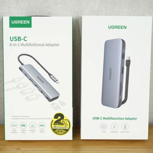UGREEN 6 in 1  Multifunction Adapter, Type C to USB 3.0 ( 3 Port) + 4K HDMI + SD & TF  Card Reader CM511 UG- 20956A