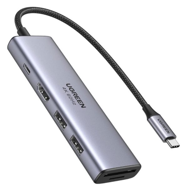 UGREEN 6 in 1  Multifunction Adapter, USB-C To 4K HDMI + USB 3.0 A ( 3 Port ) + SD/TF Converter CM511 UG- 60383