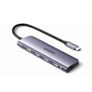UGREEN 6-in-1 USB-C Hub with 4K HDMI, Triple USB 3.0 Ports, RJ45 Ethernet, and PD Charging – CM512