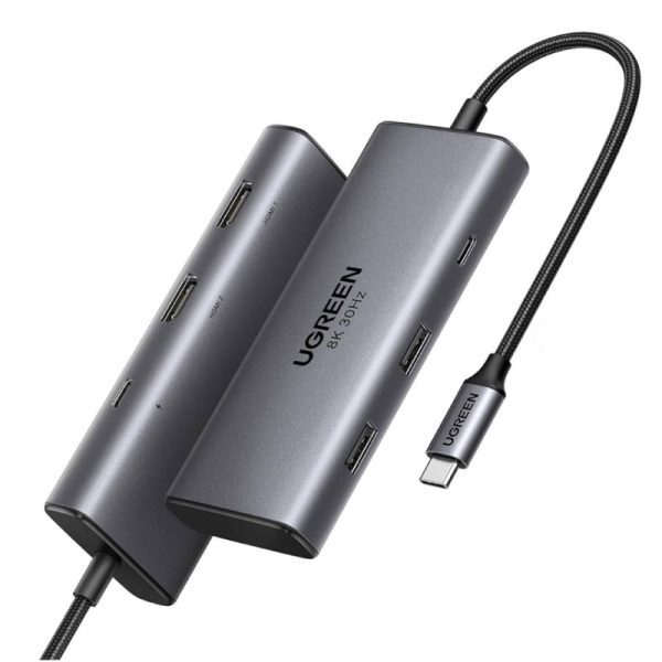UGREEN 8 in 1  Multifunction Adapter, USB-C to USB3.2 ( 2 Port) + USB-C3.2 ( 2 port) + 4K HDMI ( 2 Port) + VGA + PD port Converter CM639 UG- 35588