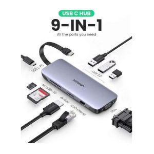 Ugreen 9-in-1 USB-C Multifunction Adapter – HDMI 4K, VGA, USB 3.0, Ethernet, SD/TF Card Reader