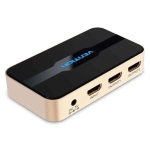 Vention 1-in-2 Out HDMI Splitter 4K@30Hz – Gold Aluminum Alloy High-Definition (ACBGO)