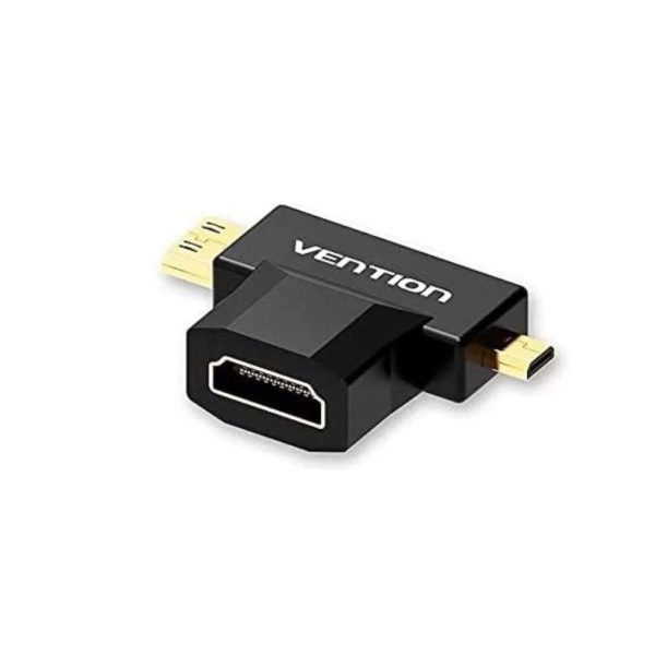 Vention 2 in 1 Mini HDMI and Micro HDMI Male to HDMI Female Adapter Black AGFBO