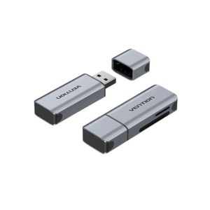 Vention 2-in-1 USB 3.0 Card Reader – SD & TF Memory Card Adapter (Gray, Aluminum Alloy)
