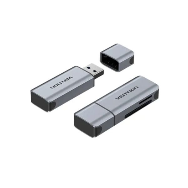 Vention 2-in-1 USB 3.0 A Card Reader(SD+TF) Gray Dual Drive Letter Aluminum Alloy Type CLIH0