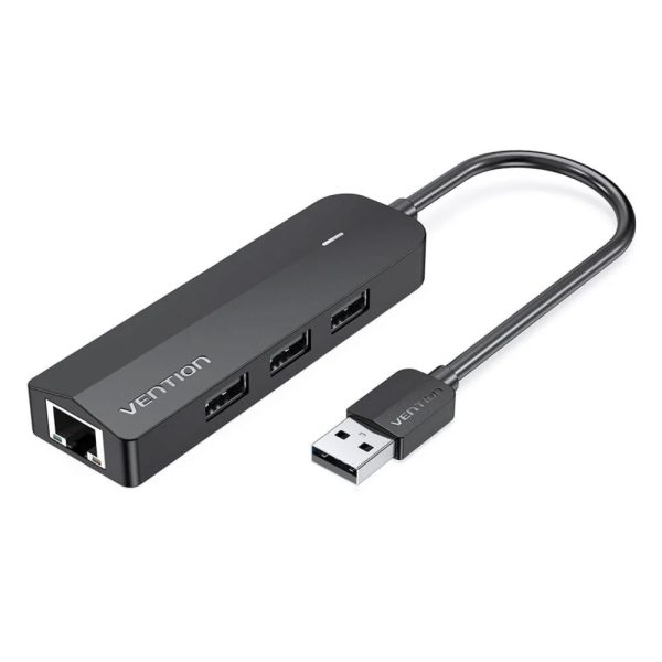 Vention 3-Port USB 2.0 Hub with 100M Ethernet Adapter 0.15M Black CHPBB