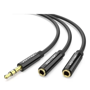 Vention 3.5mm Male to Dual 3.5mm Female Stereo Splitter Cable – 0.3m, Black (ABS Type)