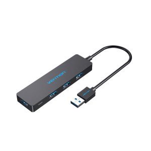 Vention 4-Port USB 3.0 Hub 0.15M Black – High-Speed Data Expansion