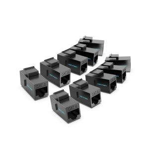 Vention Cat6 UTP Keystone Jack Coupler – Black, 10 Pack