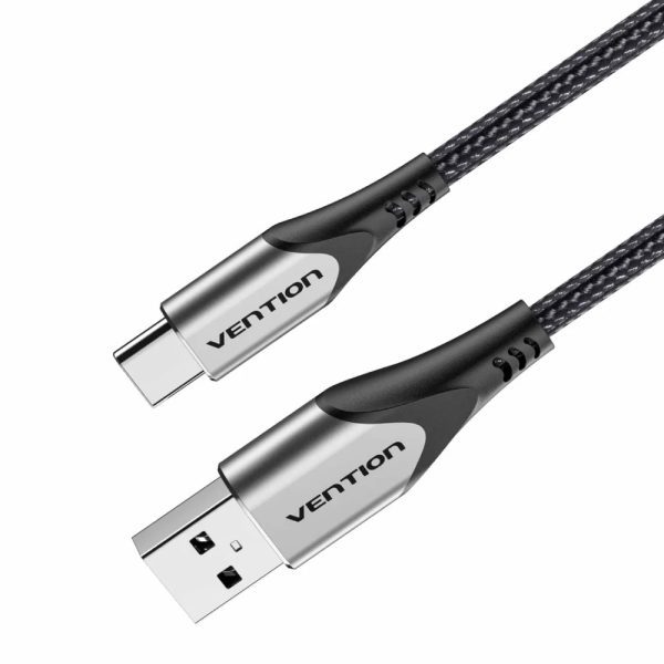 Vention Cotton Braided USB 2.0 A Male to C Male 3A Cable 1M Gray Aluminum Alloy Type CODHF
