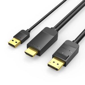 Vention HDMI to DisplayPort (HDMI-A Male to DP Male) Cable 1.5M – High-Definition Black