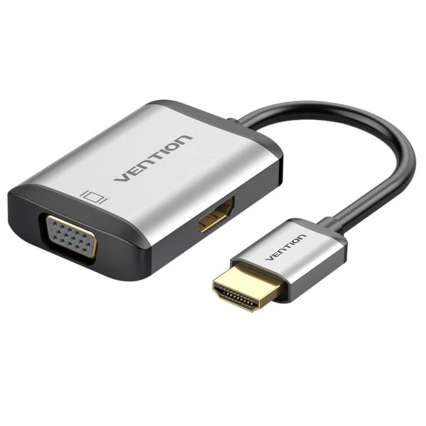 Vention HDMI to HDMI+VGA Converter 0.15M Gray Metal Type AFVHB