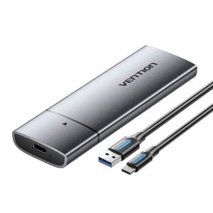 Vention M.2 NGFF SSD Enclosure – USB 3.1 Gen 2 Type-C 10Gbps External Case (Gray Aluminum Alloy)