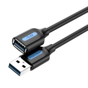 Vention USB 2.0 A Male to A Female Extension Cable 3M Black – High-Speed Data Extension