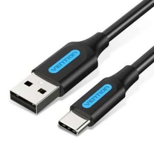 Vention USB 2.0 A Male to C Male 3A Cable 1M Black – Fast Charging & Data Transfer
