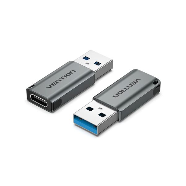 Vention USB 3.0 Male to USB-C Female Adapter Gray Aluminum Alloy Type CDPHO