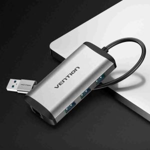 Vention USB 3.0 3-Port Hub with Gigabit Ethernet Docking Station – Aluminum Alloy