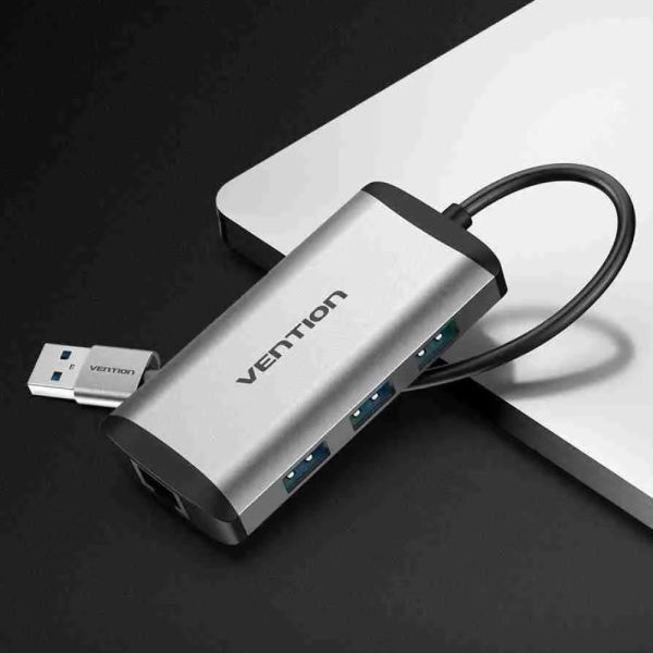 Vention USB 3.0 to USB3.0 (3 PORTS) + Gigabit Ethernet Aluminum Alloy Docking Station CKBHB