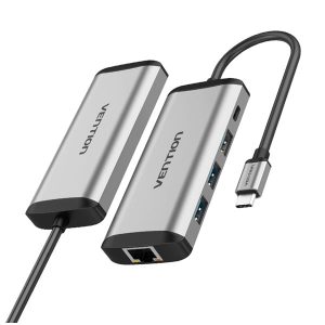 Vention USB-C 5-in-1 Multi-Function Docking Station – USB 3.0, Gigabit Ethernet, PD Charging