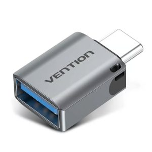 Vention USB-C to USB 3.0 OTG Adapter – Gray Aluminum Alloy, High-Speed Data Transfer