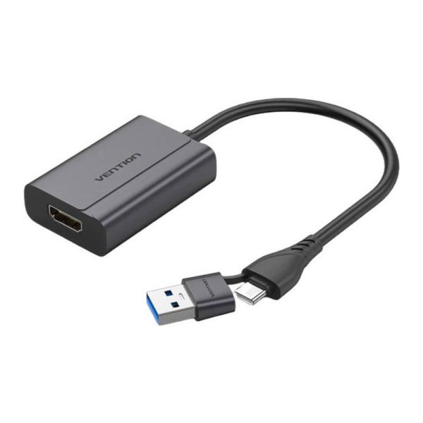 Vention USB-C + USB-A to HDMI Adapter 0.15M Gray Aluminium Alloy Type ACYHB