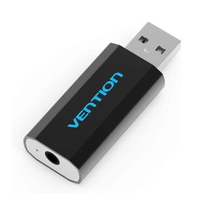Vention USB External Sound Card Black Metal – CTIA High-Fidelity Audio Adapter