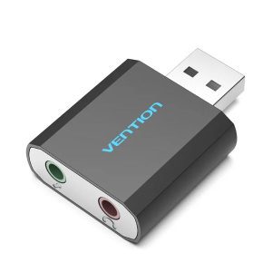 Vention USB External Sound Card Black Metal – High-Fidelity Audio Adapter