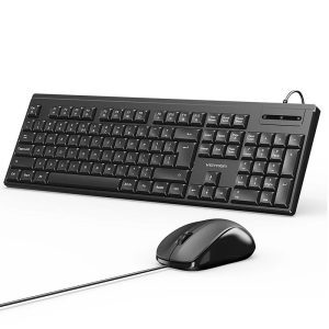 Vention USB Wired Keyboard and Mouse Combo – Full-Sized, Slim Design, US English Layout (KTCBO-EN), Black