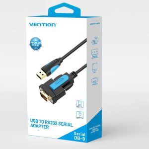 Vention USB to RS232 Serial Adapter 1M Black – Reliable Data Communication