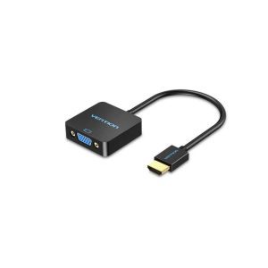 Vention VGA to HDMI Converter with Audio & Micro USB Power – 0.15M Metal Adapter (Black)