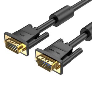 Vention VGA (3+6) Male-to-Male Cable with Ferrite Cores 1.5M – Black High-Quality Video Cable