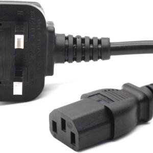 3 pin Universal UK Power Cable, Computer Kettle and Monitor  1 Metre Printer Power Cable (UK Plug)