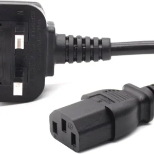 3 pin Universal UK Power Cable, Computer Kettle and Monitor  1 Metre Printer Power Cable (UK Plug)