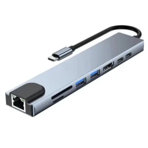 8-in-1 USB-C Multiport Adapter Hub (Type-C to HDMI, USB, SD, Ethernet, PD Charging)