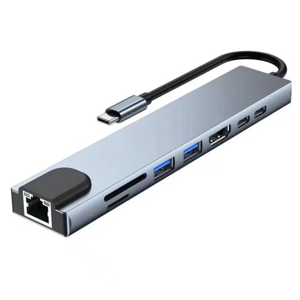 8-in-1 USB-C Multiport Adapter Hub (Type-C to HDMI, USB, SD, Ethernet, PD Charging)