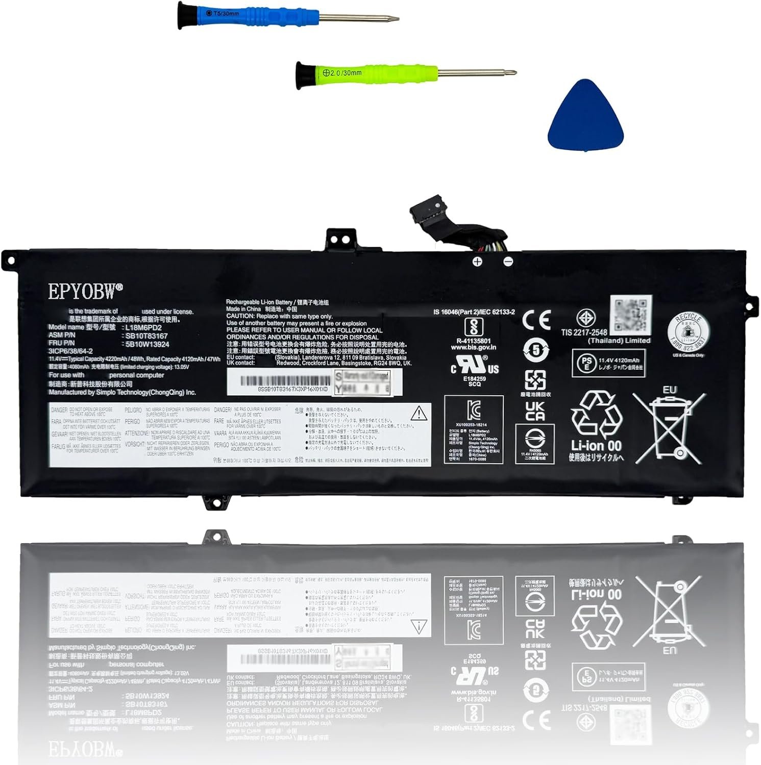 L18M6PD2 Laptop Battery for with Lenovo ThinkPad X390 Series