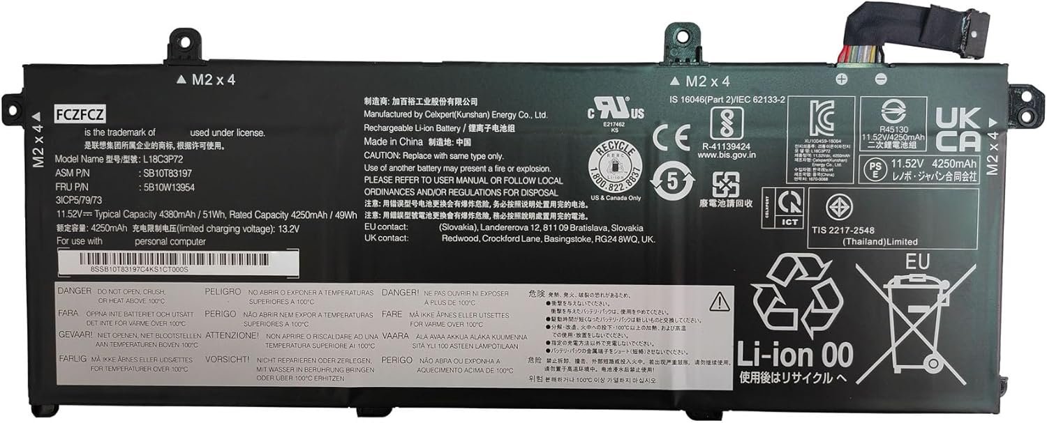 Lenovo ThinkPad T490 T495 P43S P14s / P14s Gen1 Gen2 / T14 Gen1 Gen2 Series Original Battery (L18M4P71 / SB10W67155)