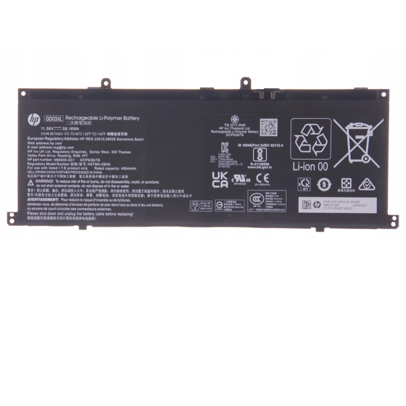 GD03XL Battery for HP Pavilion 16-af0067st & HP Envy x360 2-in-1 N66215-005 Battery